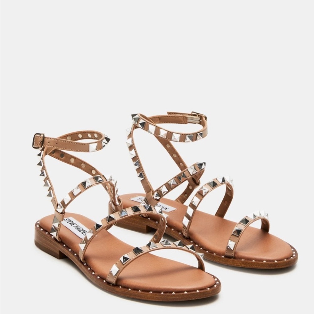 Steve Madden Tan Strappy Studded Sandals